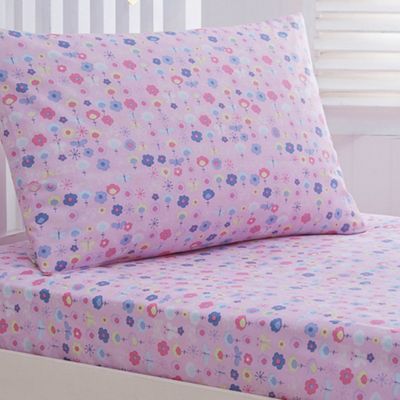 Kids' pink 'Sarah-Jane Butterfly' fitted sheet and pillow case set